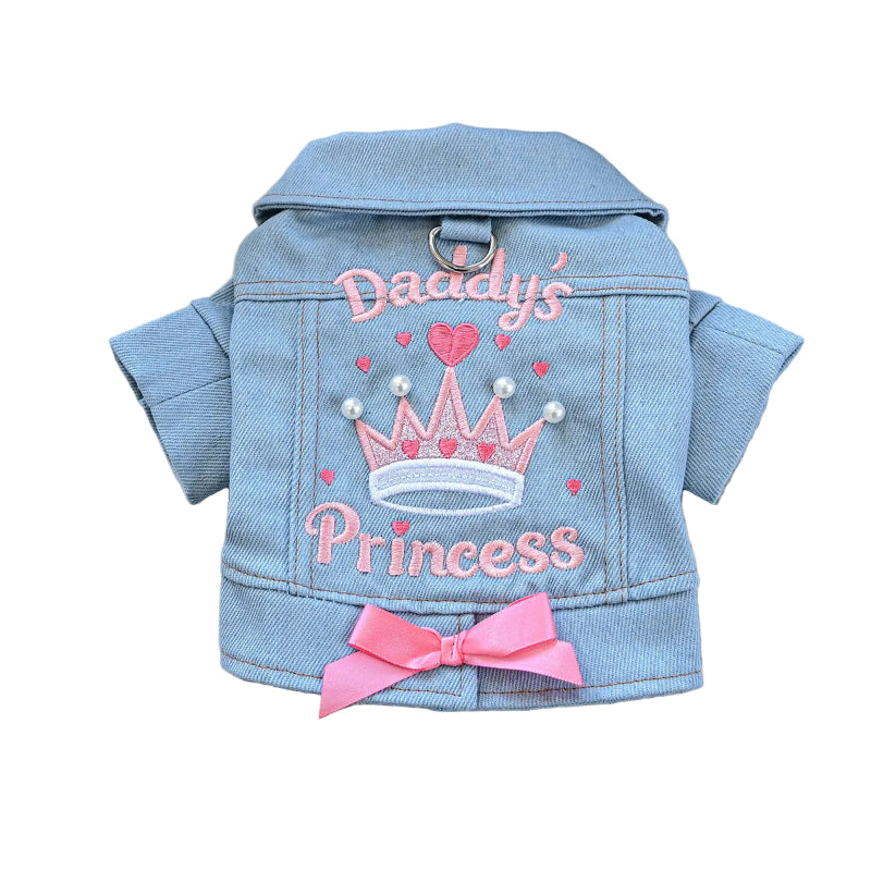Small denim jacket with 'Daddy's Princess' embroidery