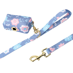 Set comes with matching leash and poop bag case