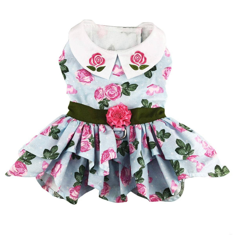 Doggie Design - Pink Rose Dog Harness Dress w/ Matching Leash