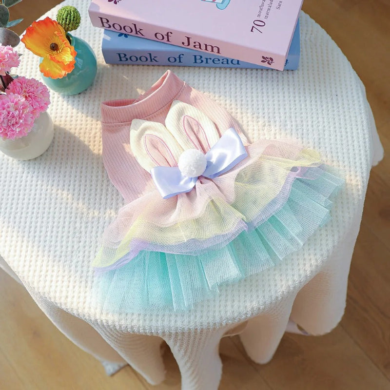 Easter Pink & Purple Bunny Ears Tutu Dog Dress