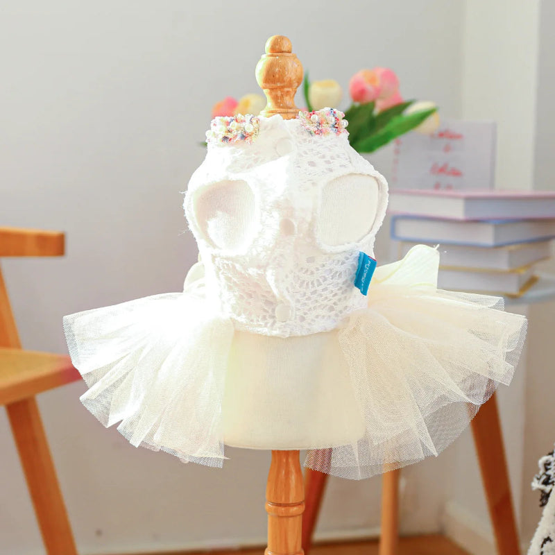 Luxury Princess Lace Dog Dress White / M