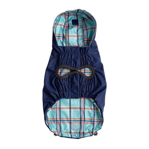 Reversible Elasto-Fit Raincoat - Navy Plaid