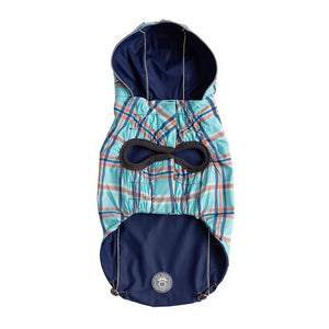 Reversible Elasto-Fit Raincoat - Navy Plaid