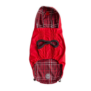 Red Plaid Reversible Elasto-Fit Dog Raincoat