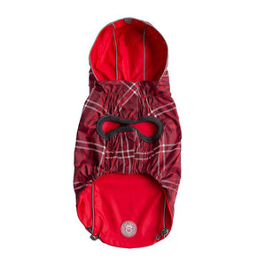 Red Plaid Reversible Elasto-Fit Dog Raincoat