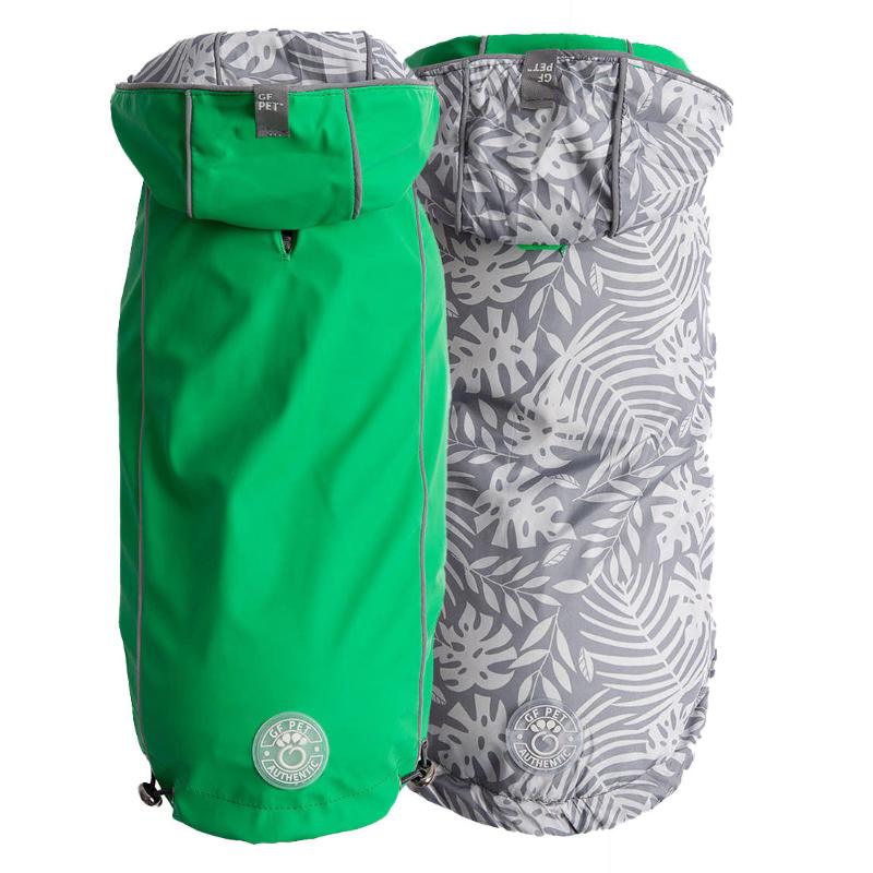 Reversible Elasto-Fit Raincoat - Green
and Gray leaves