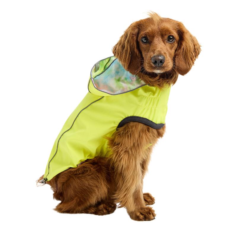 Reversible Dog Raincoat - Neon Yellow Tie Dye