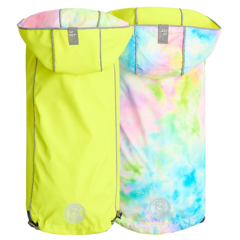 Reversible Dog Raincoat - Neon Yellow Tie Dye