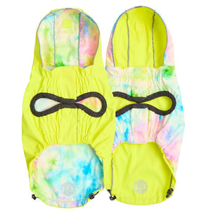 Reversible Dog Raincoat - Neon Yellow Tie Dye