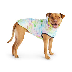 Pitbull in Reversible Dog Raincoat - Neon Yellow Tie Dye