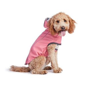 Labradoodle in Reversible Elasto-Fit Raincoat - Pink/Mexican