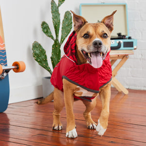 Reversible Elasto-Fit Dog Raincoat - Red/Red