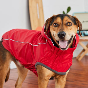 Hound in Reversible Elasto-Fit Dog Raincoat - Red/Red