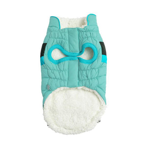 Aqua Alpine Dog puffer has Sherpa lining