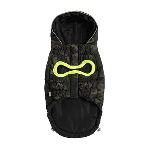 Recycled Dog Parka - Camouflage has Velcro fastener and hood