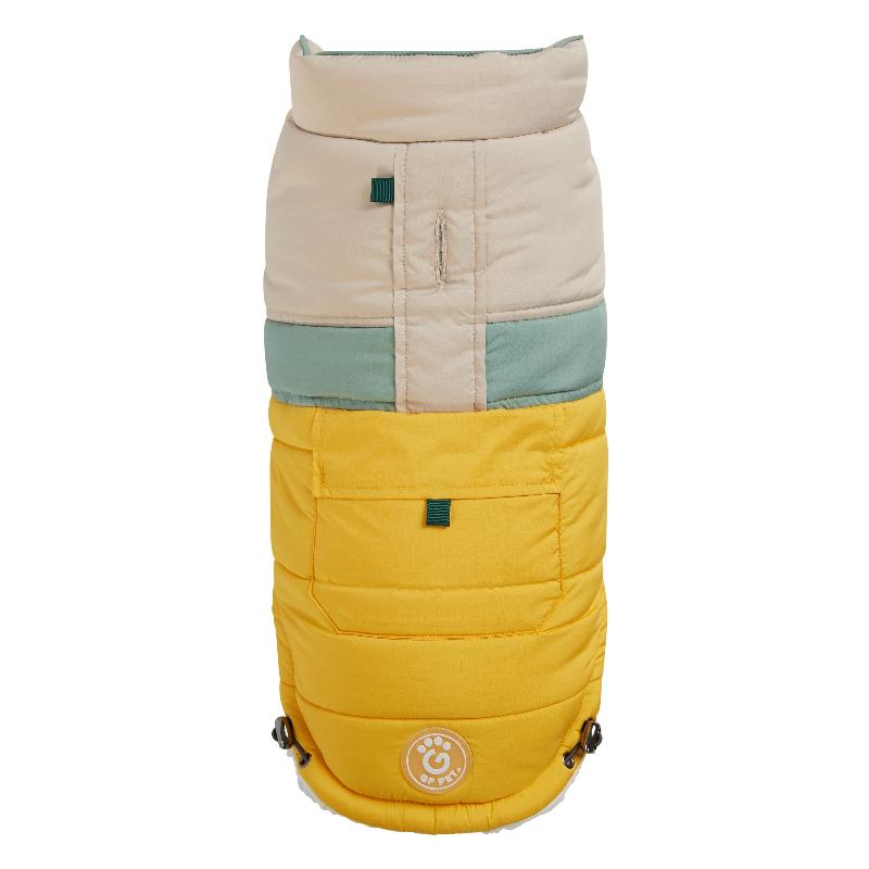 Labradoodle wearin Camplife Puffer - Yellow