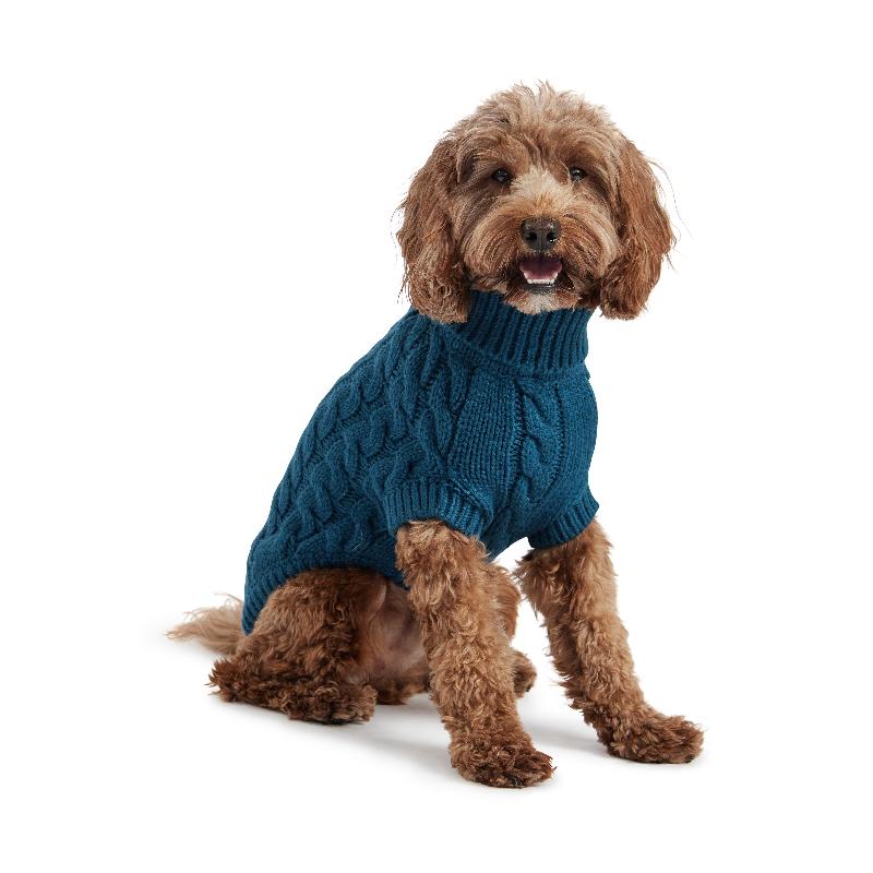 Labradoodle in Dark Teal Chalet Dog Sweater