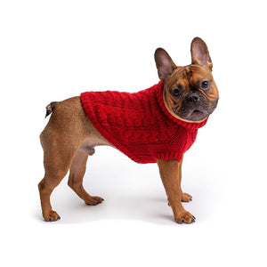 Frenchie in Red Chalet Dog Sweater