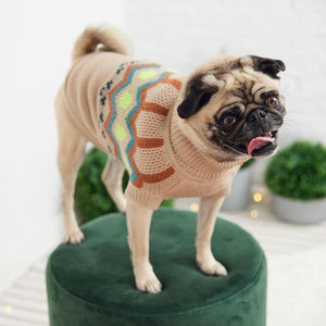 Pug in Heritage Dog Sweater - Sand