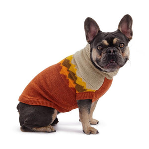 Frenchie in Fireside Dog Sweater - Chili