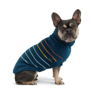 French Bulldog in Arctic Stripe Dog Sweater - Teal