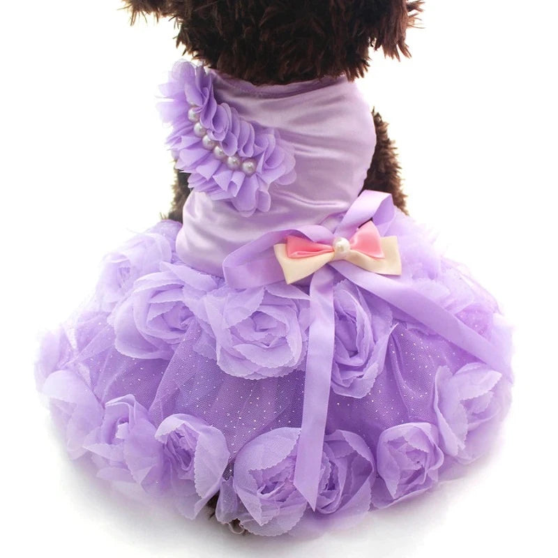  Elegant Roses Dog Party Dress in pink