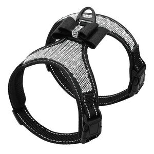 Black Bow Reflective Bling Rhinestone Dog Harness