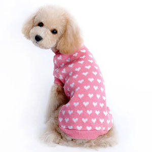 Pink heart dog sweater on Poodle