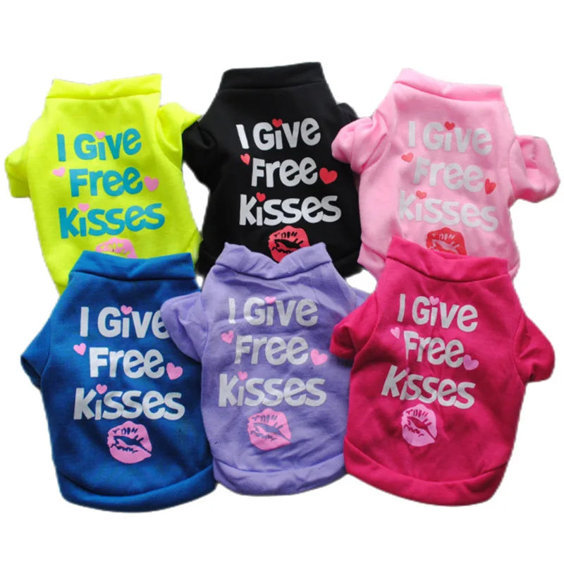 "I Give Free Kisses" Dog T-Shirt comes in 6 colors