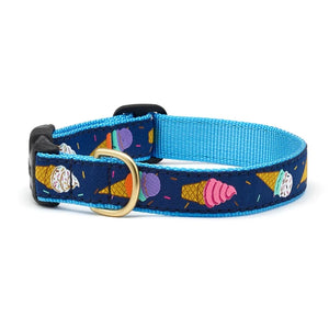 Up Country Ice Cream Dog Collar is blue with colorful ice cream cones.