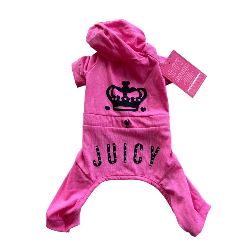 Juicy Couture hot pink romper pjs with bling Juicy logo