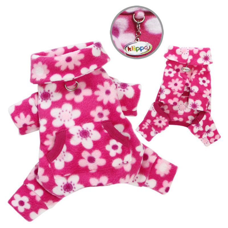 Yorkie wearing Pink Blossom Fleece Turtleneck Dog Pajamas