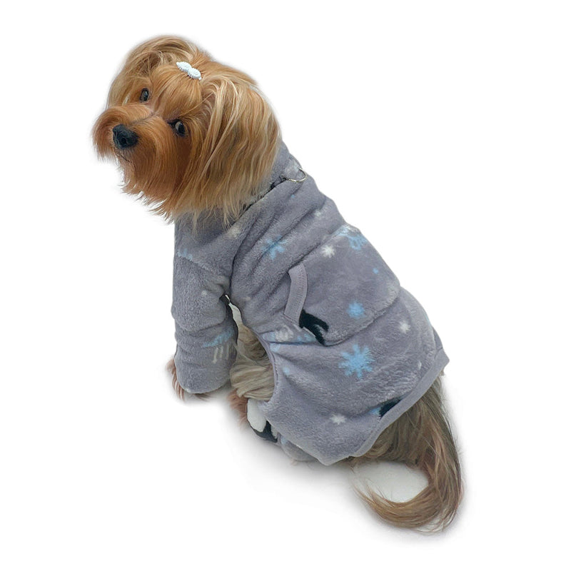 Yorkie wearing Ultra Thick Plush Penguins Turtleneck Pajamas