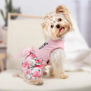 "Life Is Better with My Pup" Floral Dog Jumpsuit