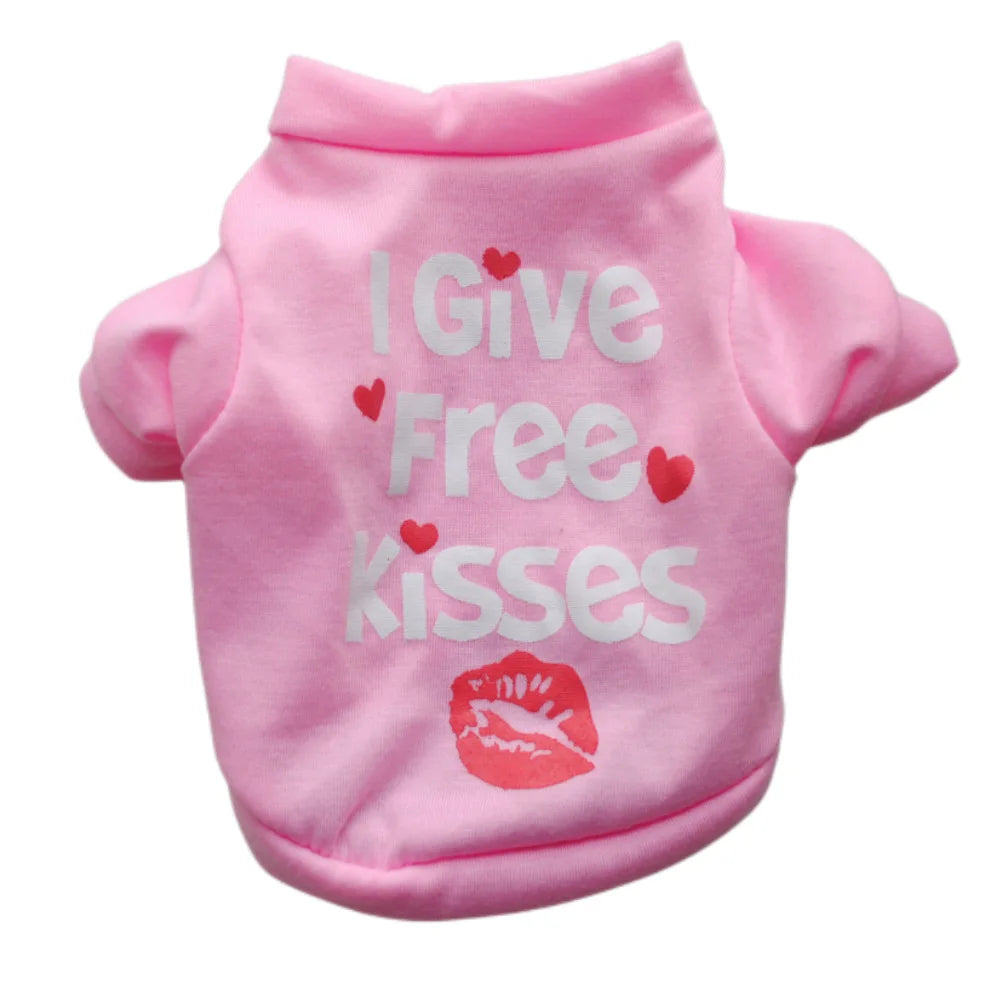 Rose Red  "I Give Free Kisses" Dog T-Shirt