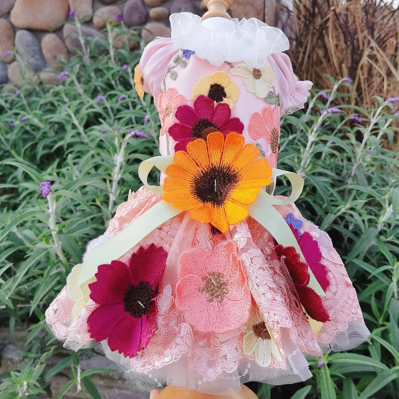 Luxury Designer Handmade Embroidered Flower Dress