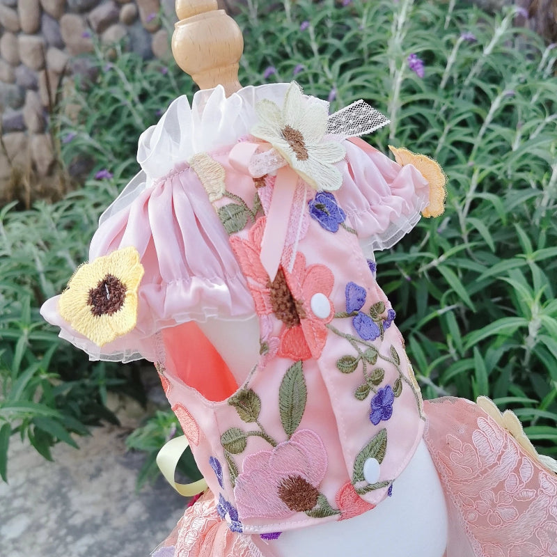 Luxury Designer Handmade Embroidered Flower Dress