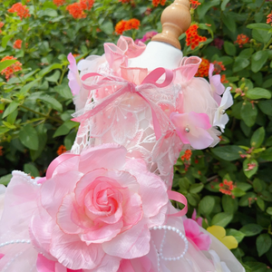 Luxury Designer Handmade Pink on White Flower Dog Party Dress3