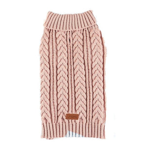 Pink Cable Knit Dog Sweater