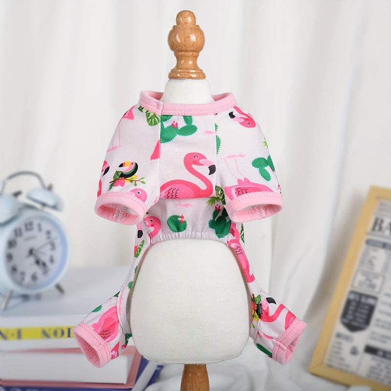 Pink Flamingo dog oneside PJs