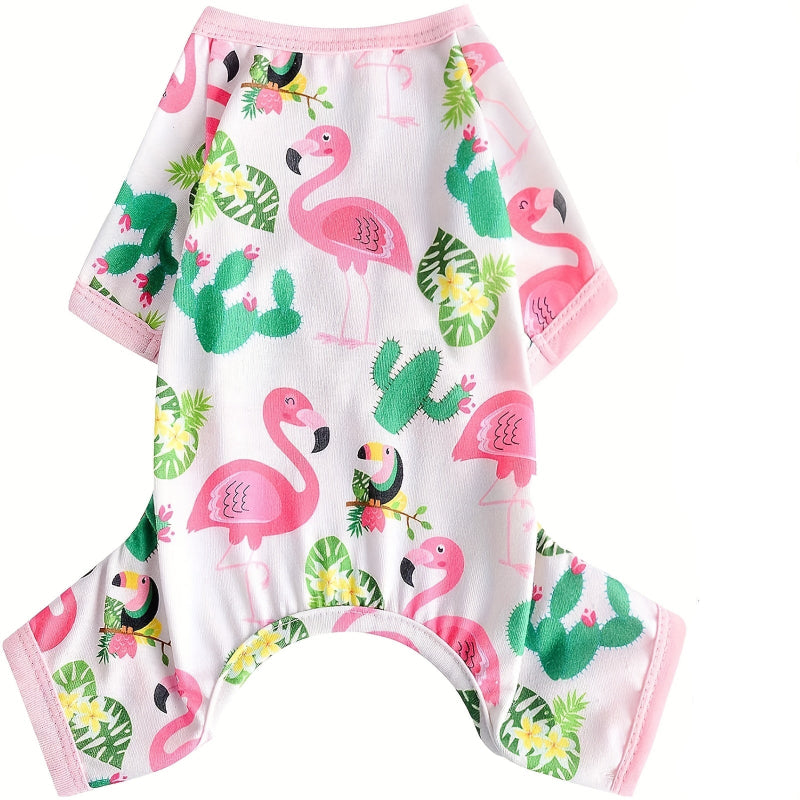 Pink Flamingo dog oneside PJs