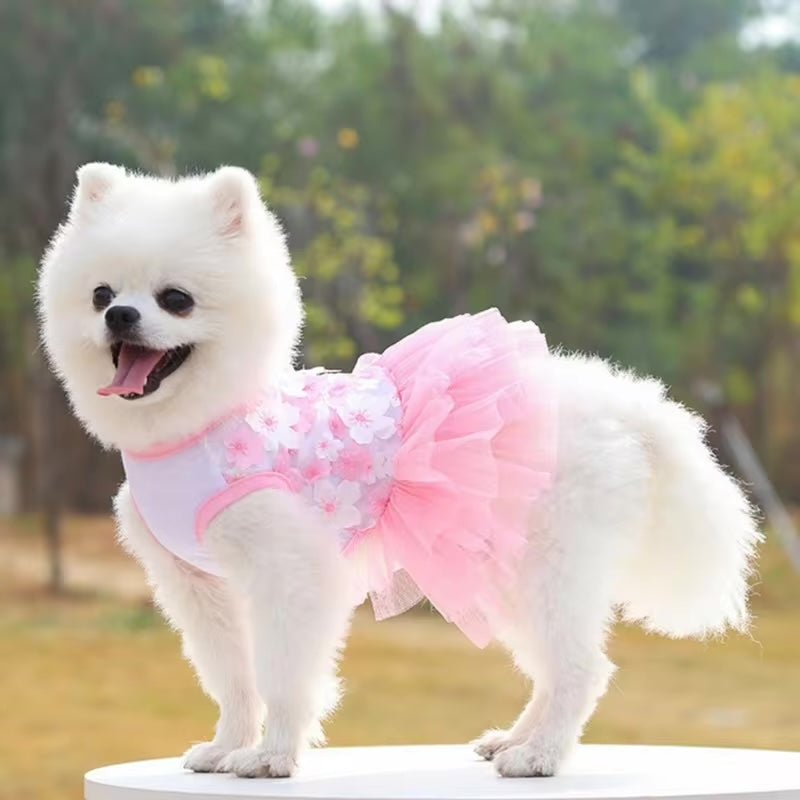 Floral Lace Chiffon Dog Tutu Dress Posh Dog Life