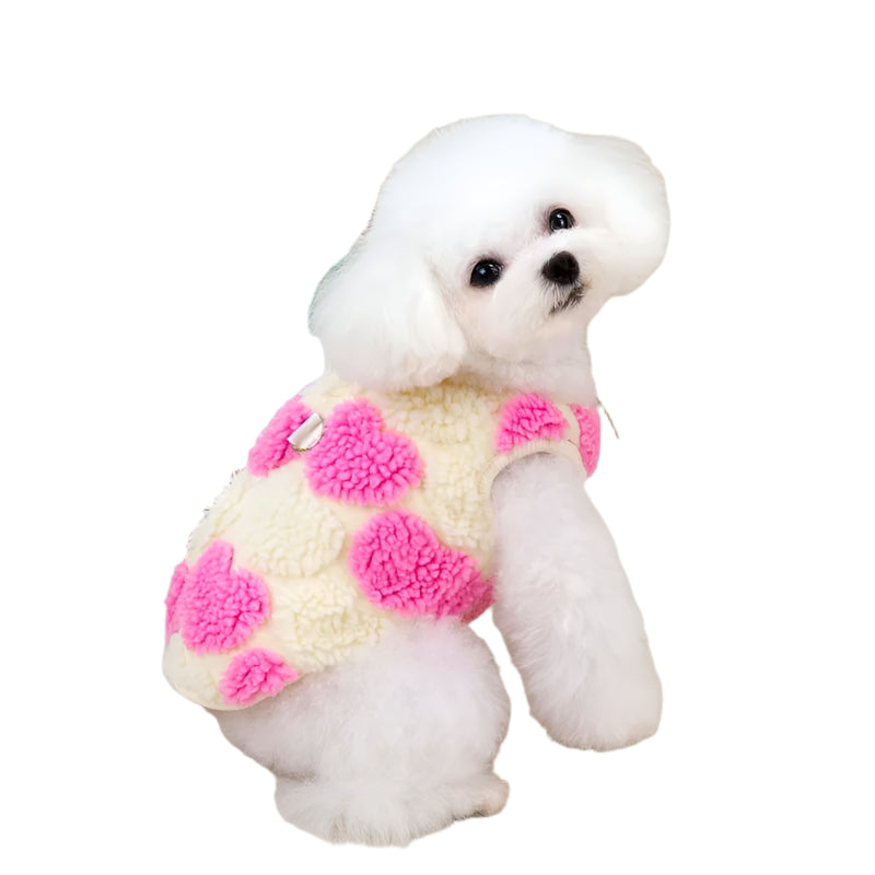 Bichon in Pink Warm Heart Dog Fleece 