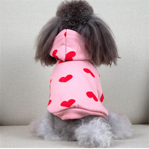 Poodle in pink Hearts Dog Hoodie