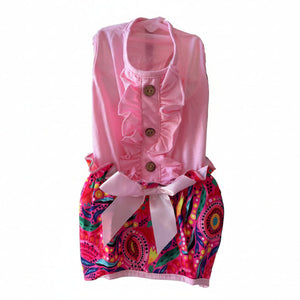 Pink Ruffle Tropical Romper