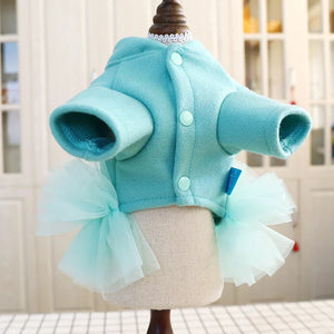 Puppylove & Co Sniffany Blue Dog Tutu Dress has 3 snap buttons