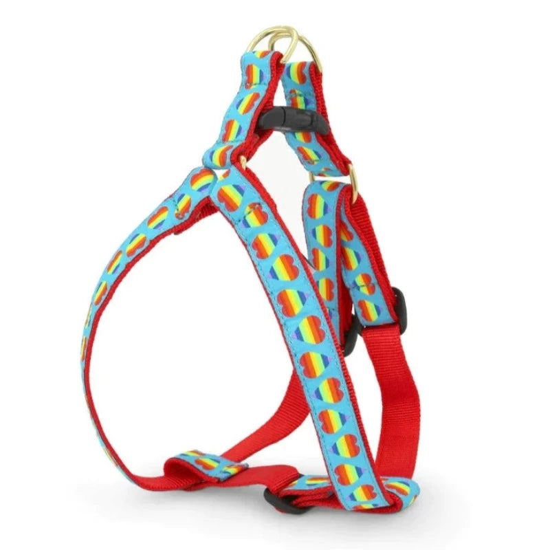 Up Country Rainbow Hearts Dog Harness & Leash Matching Set