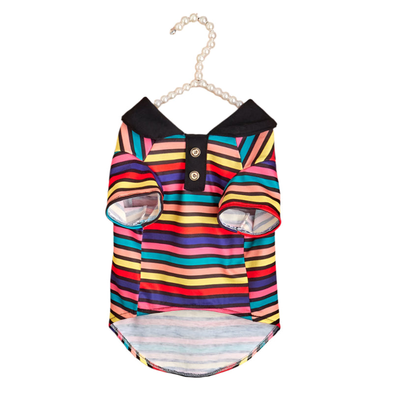 Rainbow Striped Polo Dog Shirt