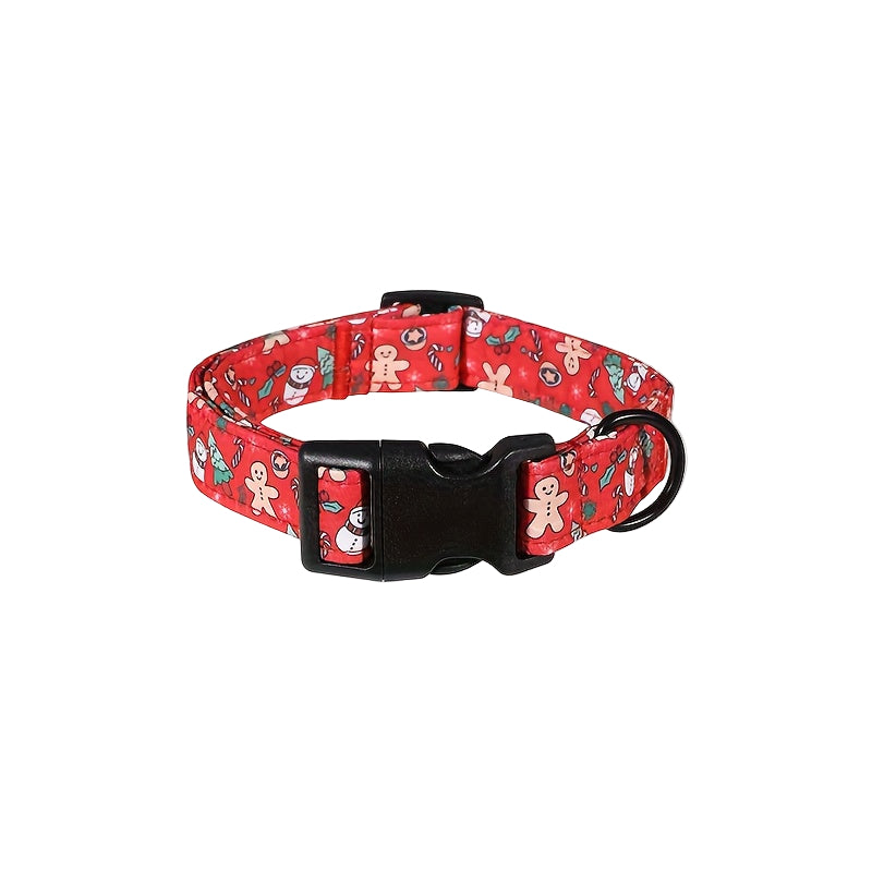 Adjustable Gingerbread & Snowman Christmas Dog Collar