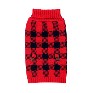 Red Plaid Christmas Dog Sweater 